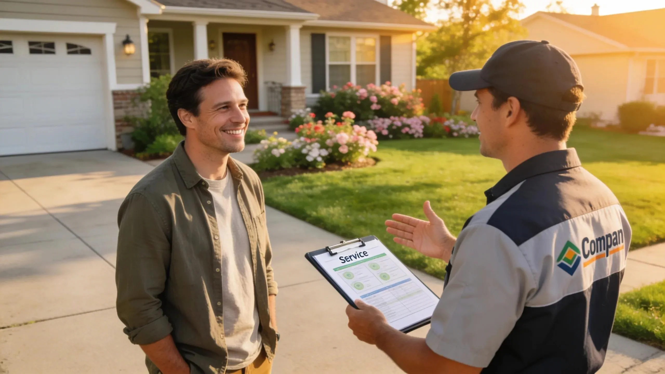 Professional commercial tree service team inspecting a Woodstock business landscape